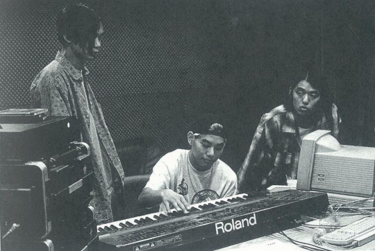 录制《娱乐世界》，简卓华（左起）、罗百吉、林强